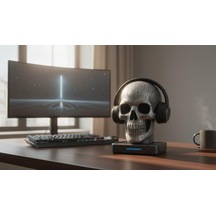 Happy3dworld Kafatası Kulaklık Standı, 3d Baskı Gotik Gaming Masaüstü Dekor