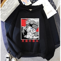 Anime Pain Kapşonlu Sweatshirt Siyah