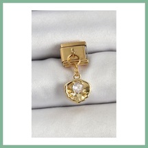 Bşkvirgo 316l Çelik Sallantılı Zirkon Taşlı İstiridye Model Gold Renk Nomination Charm Bsk2026