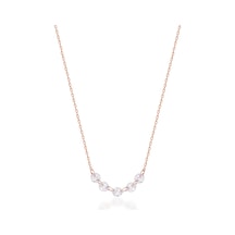 Zirkon Taşlı Rose Altın Kaplamalı Sallantılı 5 Taşlı Gümüş Kolye Gold - Rose Gold - Gümüş