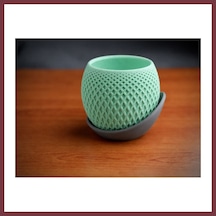Storeşahin 3d Baskı Küre Saksı - Kafes Dokulu İki Parçalı Dekoratif Saksı - Mint-gri Shn0720 84638766