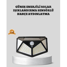 Hubrendy Tekno Güneş Enerjili Aydınlatma 100 Led Sensörlü Solar Dış Mekan Lamba