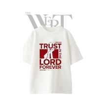 Thewert Carmıh Tasarım Baskılı Ünisex Beyaz Oversize T-shirt