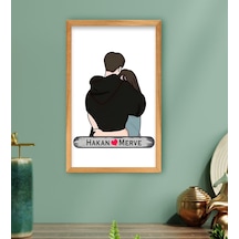 Bk Gift Kişiye Özel Sarılan Sevgili Tasarımlı Ahşap Çerçeveli Tablo-1 40x25cm, Sevgililer Günü, Sevgiliye Hediye Kobitmeyencom33705 Bk Gift