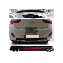 Hyundai i30 Difüzör Arka Tampon Eki 4 Egzoz Çıkışlı Siyah Reflekt