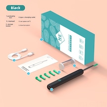 Hangfox Çocuklar İçin Kablosuz Ne3-e Kulak Temizleyici: Hd Endoskoplu Görünür Kulak Kaşığı - Siyah Tümleşik Uç