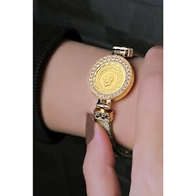 Kauçuklu Gold Simli Çeyrekli Bileklik Sarı Altın