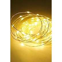 5 Mt Pilli Led Led Gün Işığı Sabit Mod Pilli Yılbaşı Işığı 1410 Açık Gold