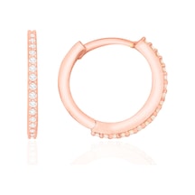 Gümüş Rose Kaplama 16 Mm Halka Küpe Zirkon Taşlı St159