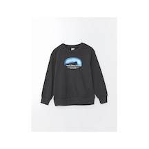 LC Waikiki Lcw Kids Antrasit Bisiklet Yaka Erkek Çocuk Sweatshirt Anthracıte