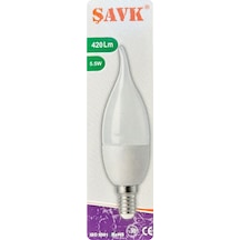 8 Adet Şavk 5,5w 37w Beyaz Işık 6500k E14 Duylu İnce Duy Led Kıvrık Ampul