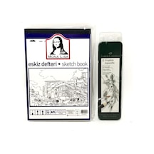 -faber Set - Eskiz Defteri A5 120 Gr 50yp - Faber Graphite Aquarelle Kurşun Kalem Metal Kutu
