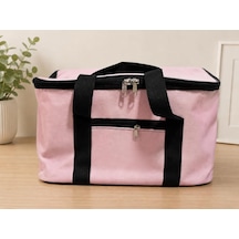 Dordoi Pembe 22 Litre Termal Piknik Ve Taşıma Çantası Su Geçirmez Kumaş, Kalın Yalıtımlı İç Kaplama, 2 Bölmeli Soğuk-sıcak Tutucu Çanta 39x27x23 Cm Çok Renkli