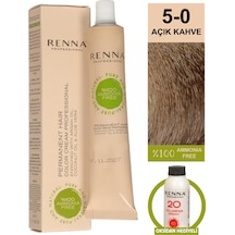 Renna Bitkisel Amonyaksız Saç Boyası 60 Ml 5-0 Açık Kahve + Oksidan