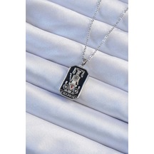 316l Çelik Zincir Gümüş Renk Siyah Mineli Tarot Kolye Diğer