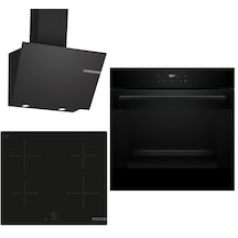 Bosch 648 HJG852YB0T - PUG61KAA5E - DWK66PJ60T İndüksiyon Ocaklı Siyah 3'Lü Ankastre Set