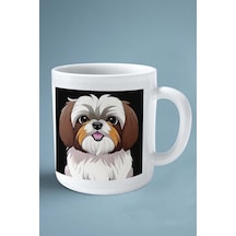 Pekingeses Köpek Isimli Kişiye Özel Baskılı Kupa Bardak Kahverengi Çok Renkli