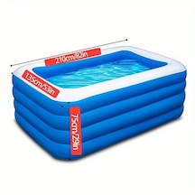 1 Paket Kalınlaşmış Plastik Pvc Şişme Yüzme Havuzu Mavi 2,1 Metre 4 Katman