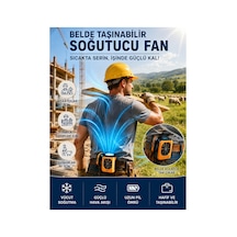 Bel Tipi Taşınabilir Vantilatör 5000mah Şarjlı Güçlü Soğutucu Fan, İnşaatçı, Çiftçi Ve Çobanlar İçin Turuncu