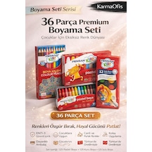 36 Parça Boyama Seti 12 Li Pastel, 12 Li Kuru Boya, 12 Li Sulu Boya Tamamı Yerli Üretim