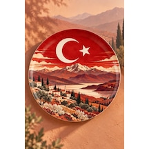 Dekoratif Duvar Tabağı Ay Yıldızın İzleri Dekorlu Seramik Tabak Mor