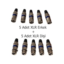 10 Lu Profesyonel Xlr Jak Seti 5 Dişi + 5 Erkek - Mikrofon Ve Ses Kablosu Konnektör Paketi