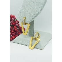 Altın Kaplama Kraliçe V  Çelik Küpe 2,8 cm