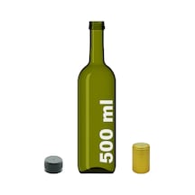 Afracam 500 ml Yeşil Zeytinyağı Kapaklı ve Kapüşonlu Cam Şişe