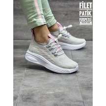 Papucumun Dünyası Tutinom Triko Çoraplı Lastik Bağcıklı Sneaker Çocuk Ayakkabısı Gri