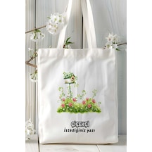 Art Hediye Çiçekçi Baskılı Bez Omuz Çantası Kişiye Özel Model 7 Çok Renkli