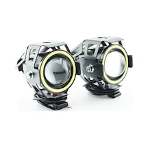 U7 MOTOSİKLET SİS FAR LED MERCEKLİ ANGEL LED (2 ADET) 3 MODLU