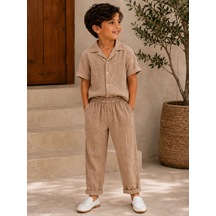 Nardanlı Müslim Kumaş Jogger Pantolonlu Takım 6-10 Yaş -na6200480 - Açık Kahve