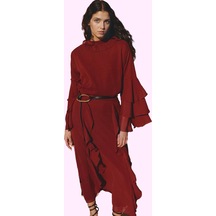 Ersefa Kadın Maxi Etek Ramadan Koleksiyonu 100% Polyester Şifon Kumaş Gü Bordo