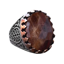 Gerçek Doğal Safir Oval Taş Yüzük - Gümüş Erkek Yüzüğü Gümüş