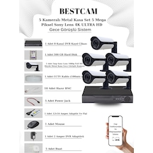 5 Kameralı Metal Kasa Set 5 Mp Sony Lensli 4k Ultra Hd 500 Gb Hdd