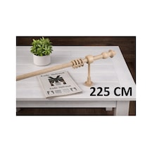 Naturel Krem Renk Ahşap Rustik - Alüminyum Borulu Ahşap Başlıklı Ahşap Ayaklı Perde Askısı - Halkalı Krem225cm - 866006877 Krem225cm