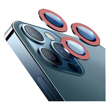 Nettech Apple Uyumlu iPhone 12 Pro Max Fosfor Seri Kamera Cam Koruyucu - Kırmızı