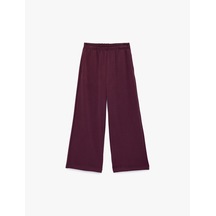 Koton Beli Lastikli Viskon Karışımlı Geniş Paça Pantolon Mor 6skg40109ak Mor