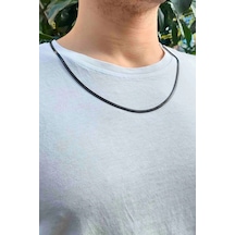 Italyan Siyah Model Yassı Snake Yılan Kolye 316 L Çelik Erkek Kadın Zincir Çelik