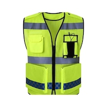 Motosiklet Reflektörlü Yelek Polyester Kumaş Çok Fonksiyonlu Cepler Motor Yelek Neon