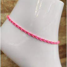 Gümüş Zincirli Neon Pembe İpli Halhal Dlp89e6 Diğer