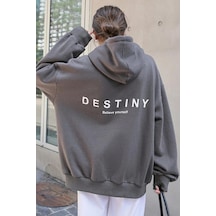 Startmore Gri Unisex Kadın/erkek Destıny Renkli Özel Baskılı Pamuklu Oversize Kapüşonlu