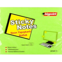 Bigpoint Yapışkanlı Not Kağıdı 75x100mm Neon Yeşil X 12 Adet