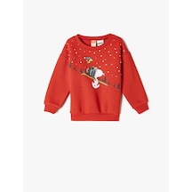 Koton Sweatshirt Snoopy Baskılı Lisanslı Uzun Kollu Bisiklet Yaka Kırmızı 5wmb10276tk Kırmızı