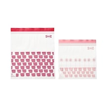 Kilitlenebilir Buzdolabı Poşeti, Kırmızı-pembe, 2,5 Lt Ve 1,2 Lt, 50 Adet Altın - Beyaz