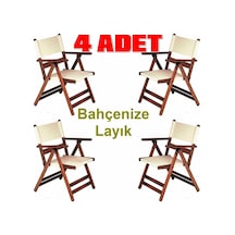 Motoryagmarket Bahçeme Marmaris Pvc Katlanır Ahşap Bahçe Balkon Sandalyesi X4