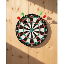 15 İnç Dart Tahtası 4 Metal Uçlu Dart Oku Dayanıklı Ahşap Gövde Mh-hs9992-3759