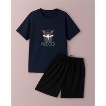 Uyguntarz Unisex Mood Baskılı Tasarım Şort Takım Lacivert