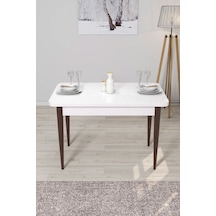Canisa Concept Arp Serisi 70x110 Sabit Beyaz Masa Ceviz Ayak Mutfak Masası Masa Beyaz Ayakları Ceviz