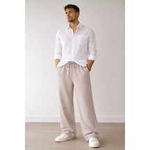 Madmext Bej Beli Ayarlanabilir Rahat Kesim Erkek Pantolon E6564
